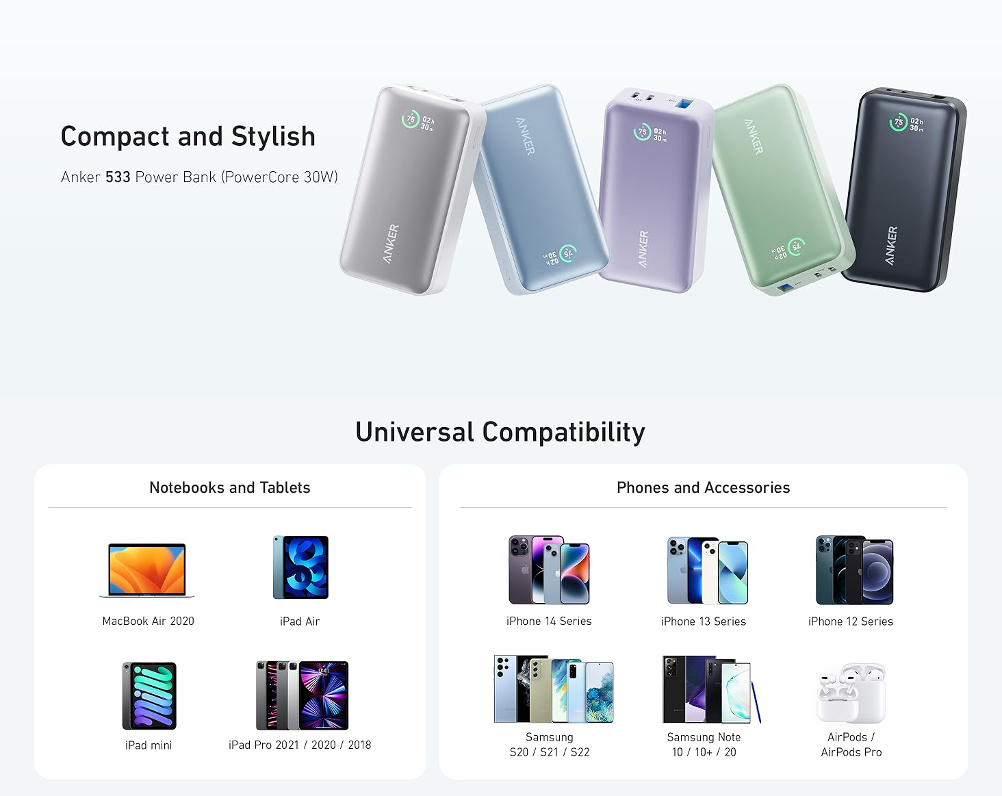 شاحن متنقل 533 Power Core بقوة 30 واط 10000 مللي أمبير | بنفسجي شاحن متنقل 533 Power Core بقوة 30 واط 10000 مللي أمبير | بنفسجي